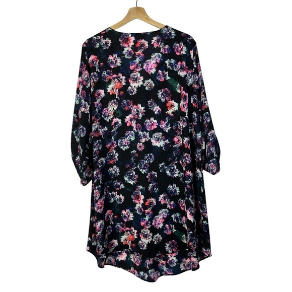 Decree Navy Blue & Pink Floral Long Sleeve Mini Dress 2X - Picture 2 of 4